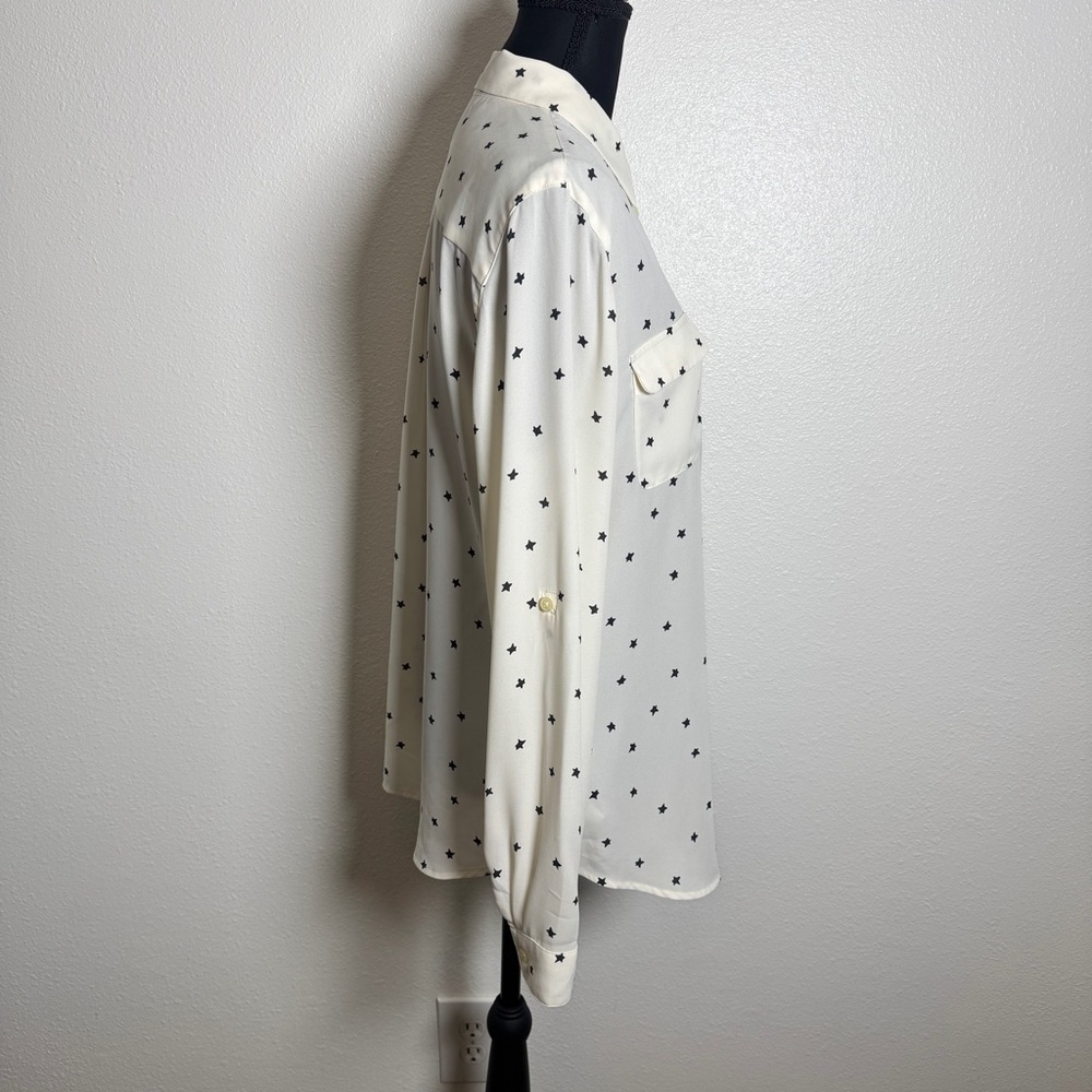 LOFT Cream Star Print Button Down Blouse | Celestial Indie - Picture 3 of 6